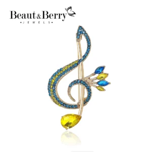 Luxury Rhinestone Music Note Brooches for Women Unisex Glamour Pins 5-color Available Casual Party Accessories Gifts